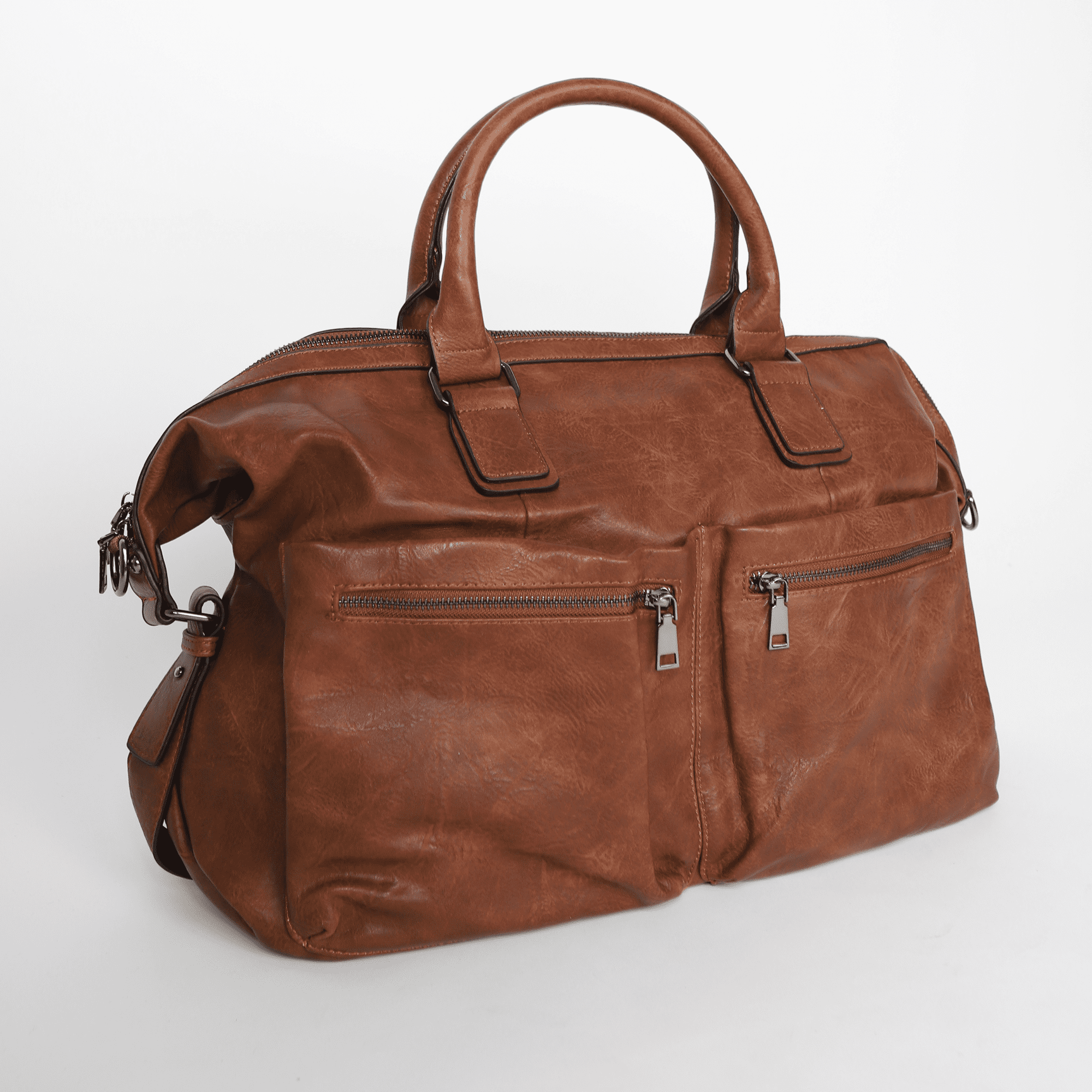 Greco Coffee Vegan Leather Holdall Bag | Bagular