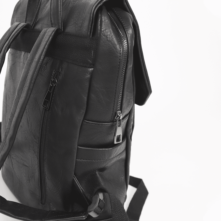 Stylish vegan leather backpack for men and women. travel backpack, backpack for college and school. Comfortable minimalist black backpack with zipper pockets. Laptop backpack is soft, lightweight and durable. 
