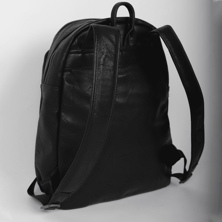 Stylish vegan leather backpack for men and women. travel backpack, backpack for college and school. Comfortable minimalist black backpack with zipper pockets. Laptop backpack is soft, lightweight and durable. 